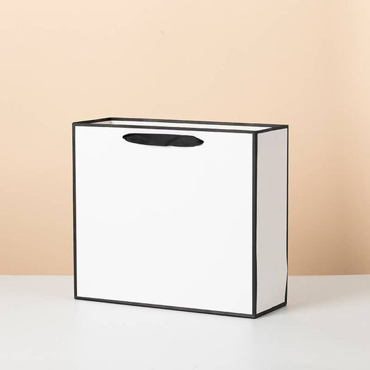 White with Black Border Paper Gift Bag w/ free tissue: H1