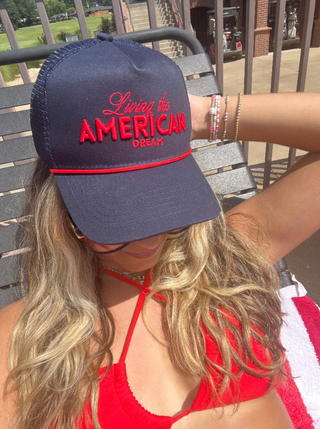 Living the American Dream - Red Vintage Trucker Hat: Red