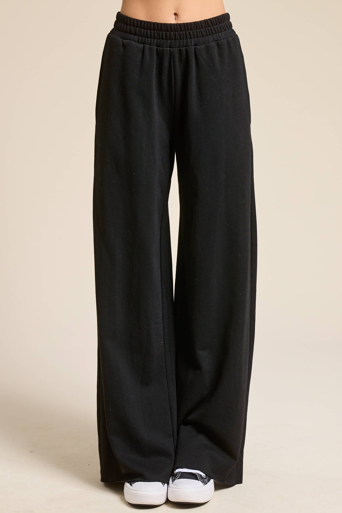 Wide Leg Cotton Jogger Sweatpants: Heather Grey / M