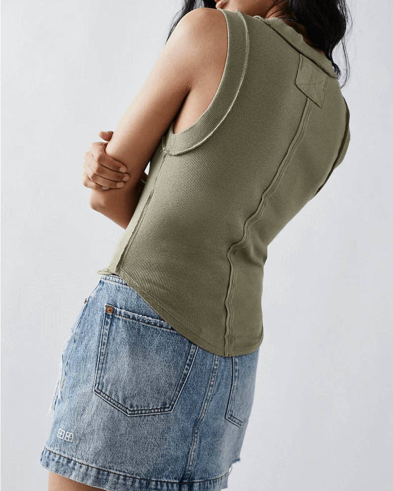 Ladies Ribbed Sleeveless Tank Top SKT278: Light Pink / L