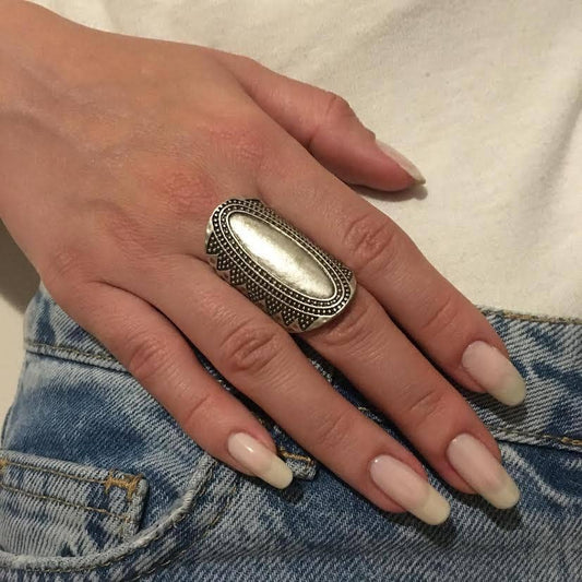 Elongated oval statement ring