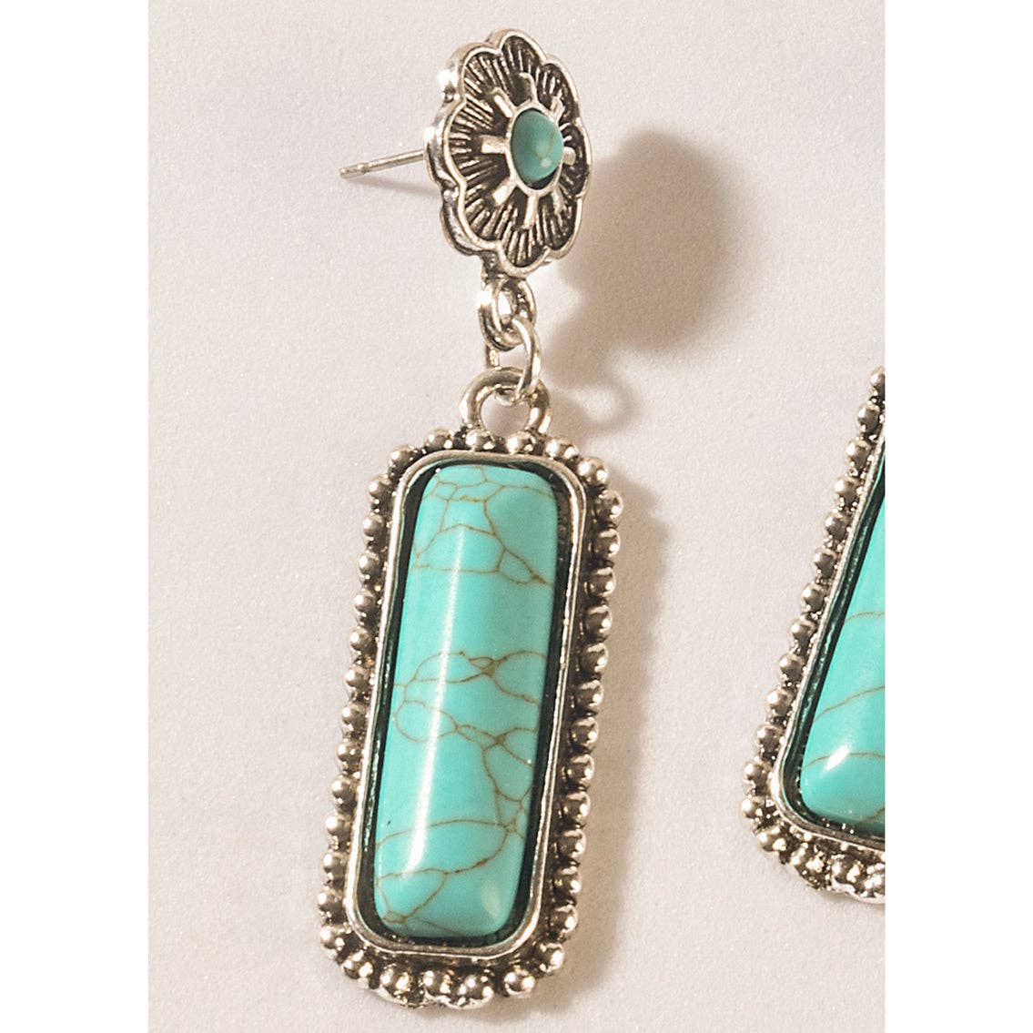 Sundown Relic Turquoise Stone Earrings in Cerulean Blue: Cerulean Blue