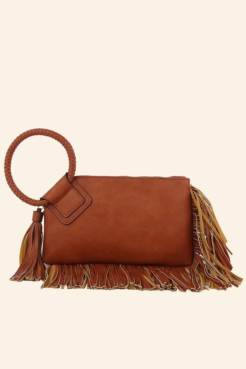 Fringe Cuff Clutch Tassel Wristlet Clutch Bag: ST