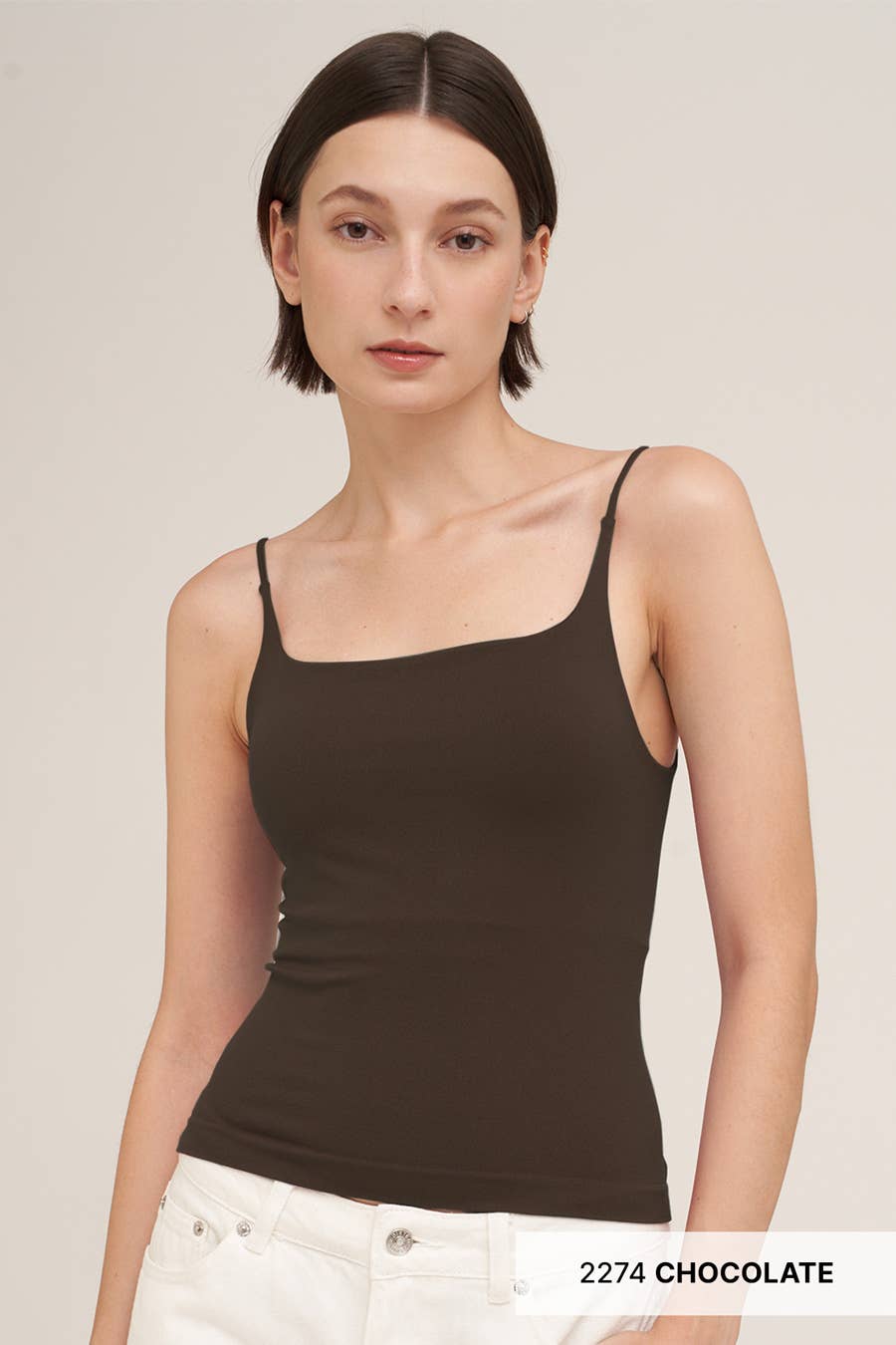 NS8372- Clean Line Square Cami: 007 White