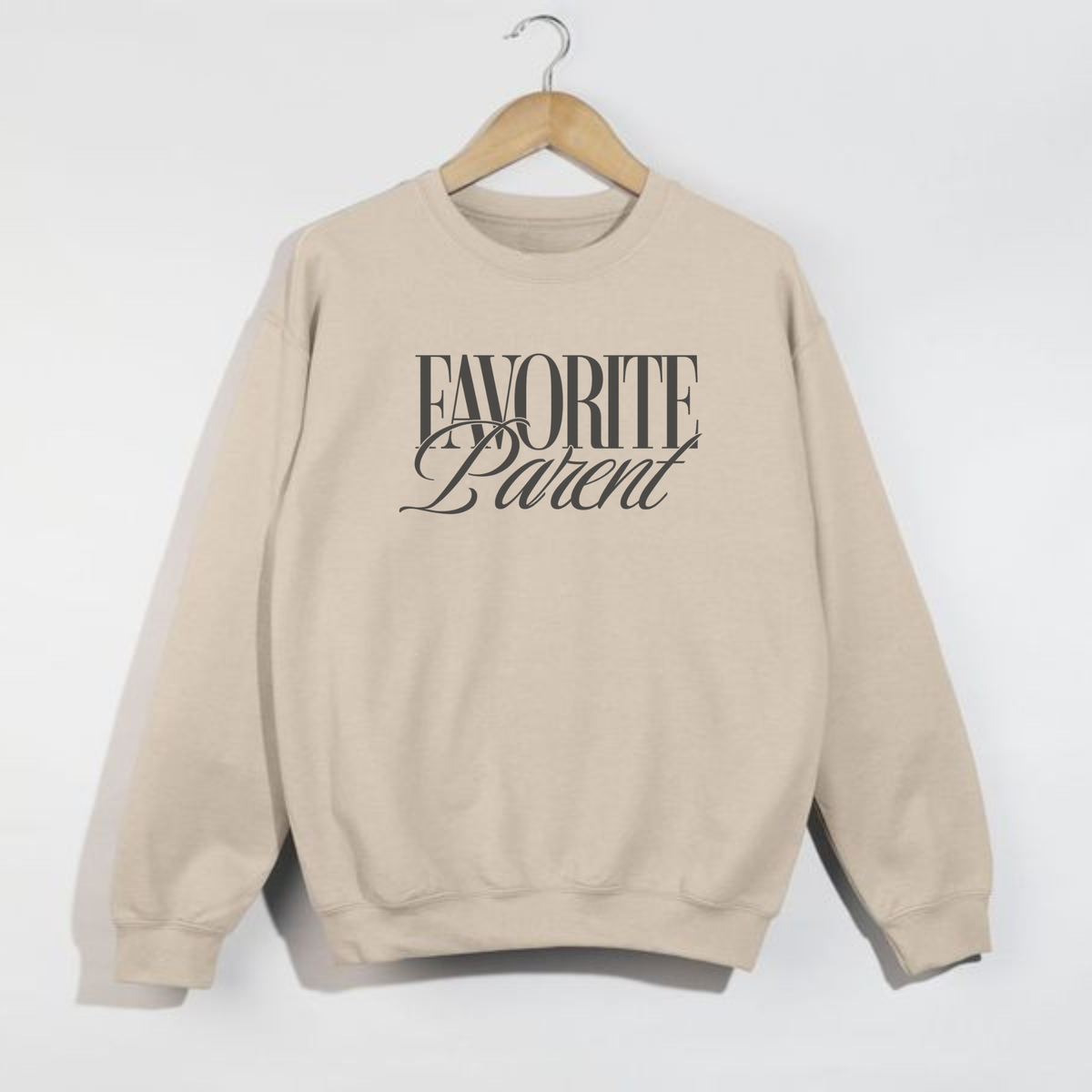 Favorite Parent Crewneck Sweatshirt – Funny Minimalist Graph: Ash Grey / L