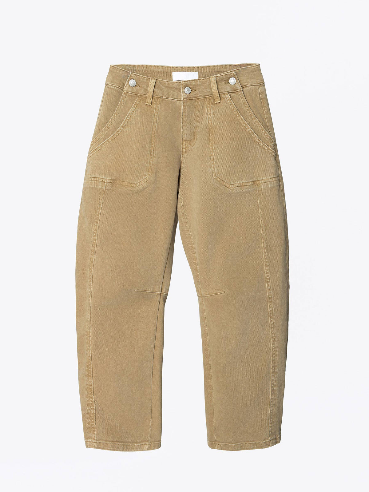 LOW RISE SIDE BUTTONS DOUBLE POCKETS BARREL JEANS T7593TPB: TAUPE BROWN / 29