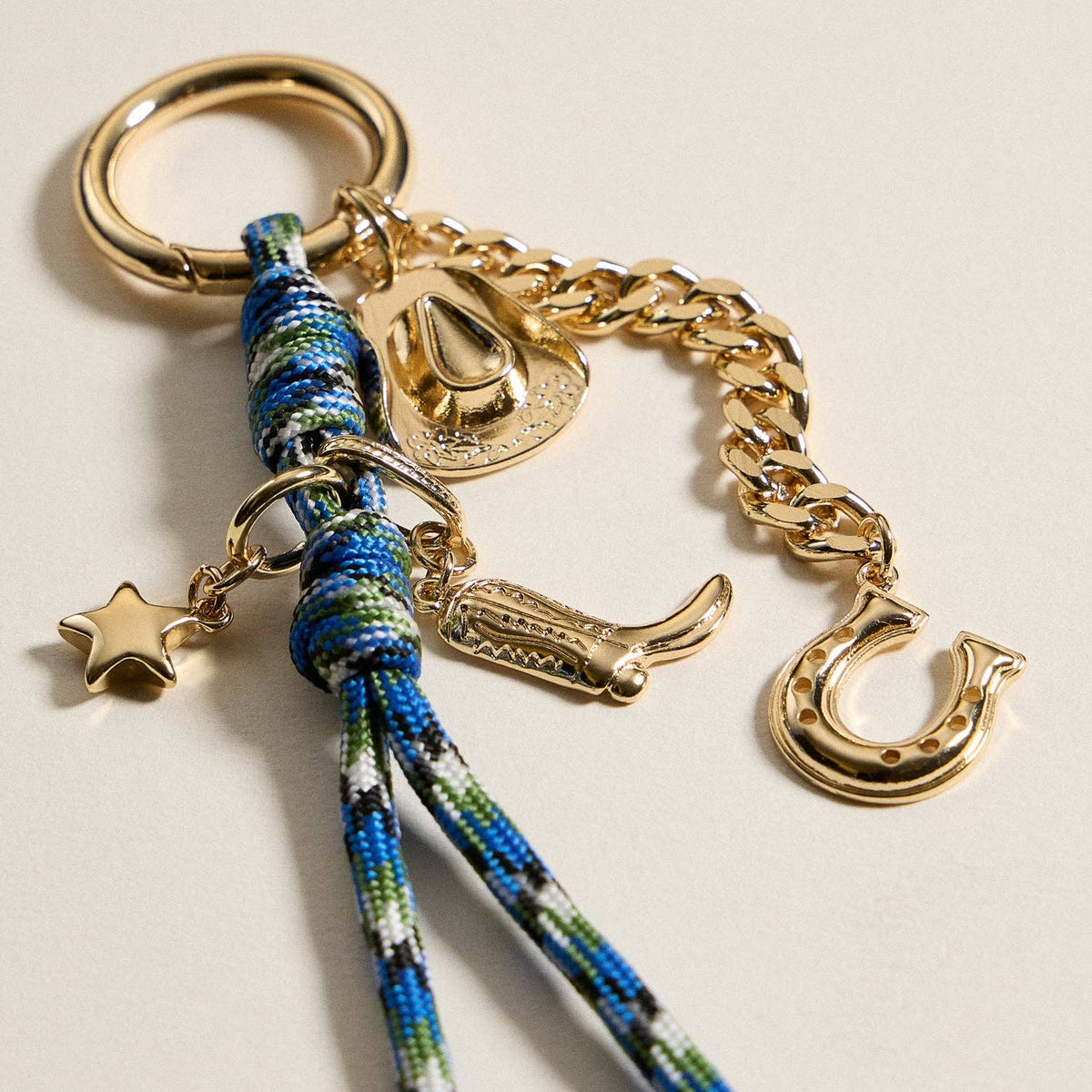 Western Charm Keychain with Enamel Accents: MT / ONE