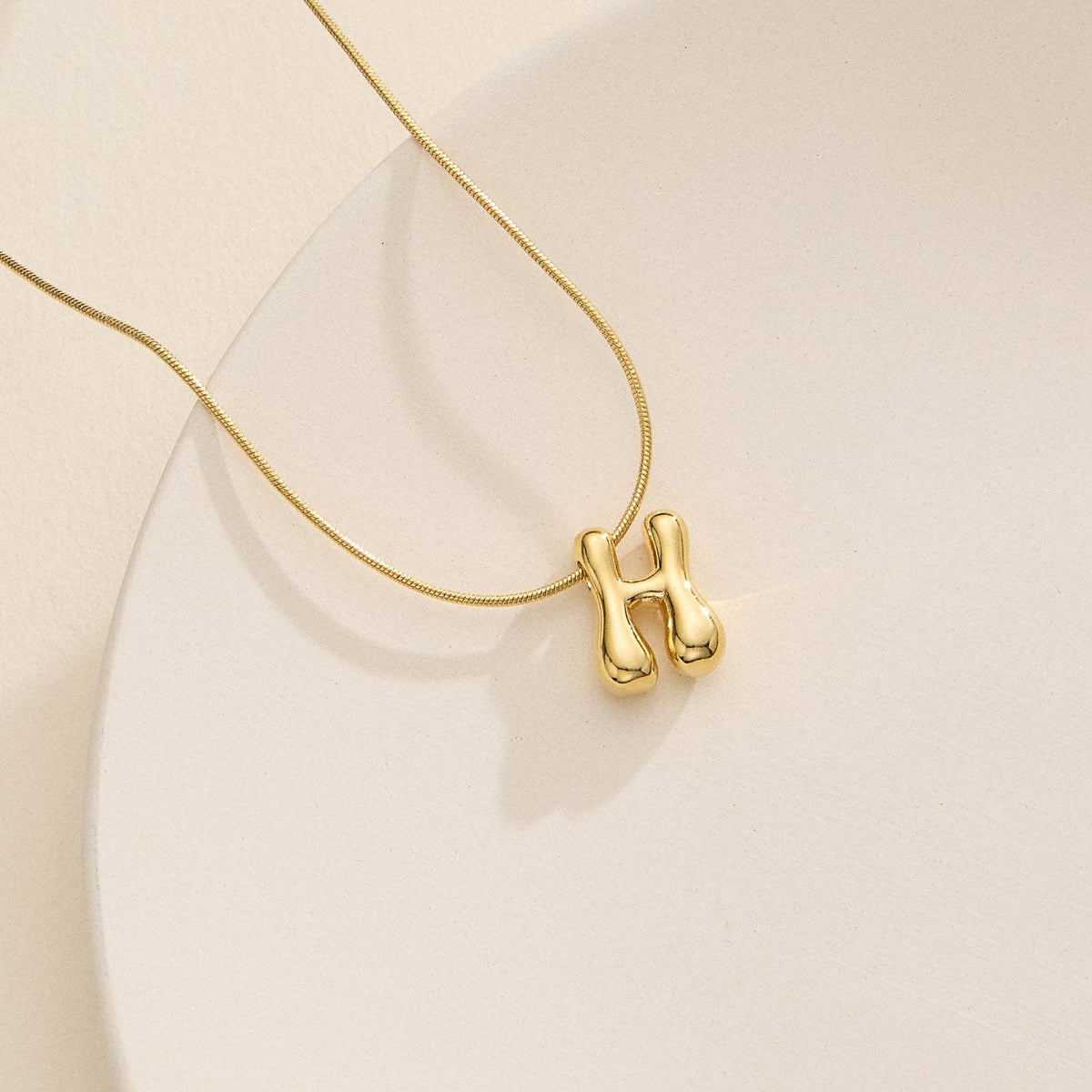 16 Assorted 18K Gold Dipped Bubble Initial Necklace: Silver / One / 5DN18102
