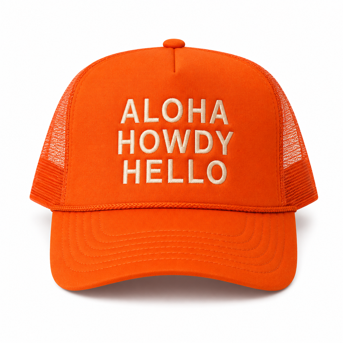 Aloha Howdy Hello Trucker hats: Green