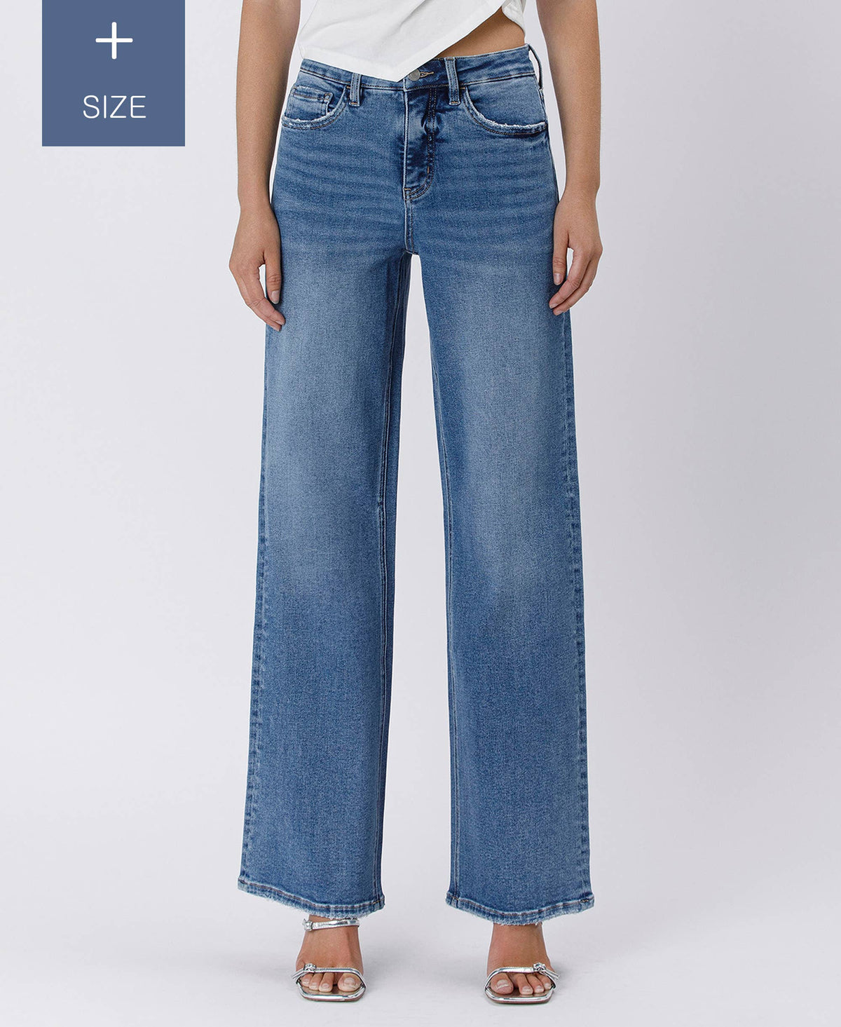 PLUS TUMMY CONTROL SUPER HIGH RISE BAGGY WIDE JEANS LV1574-P: SUPREME / 14