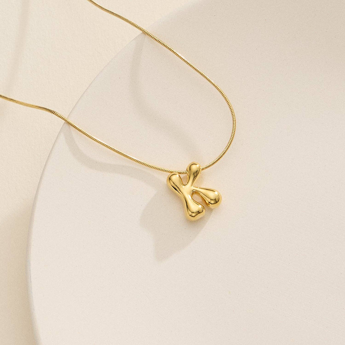 16 Assorted 18K Gold Dipped Bubble Initial Necklace: Gold / One / 5DN18102
