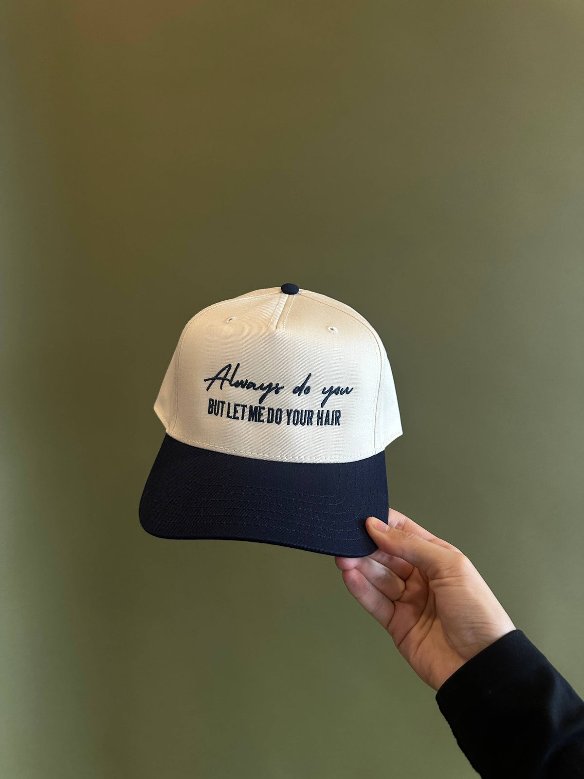 Always Do You But Let Me Do Your Hair hat: Brown and cream