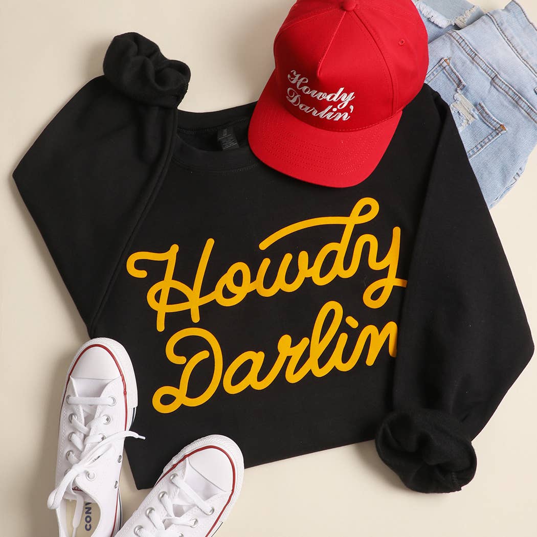 HOWDY DARLIN' Heavyweight Crewneck Sweatshirt: BLACK / XL
