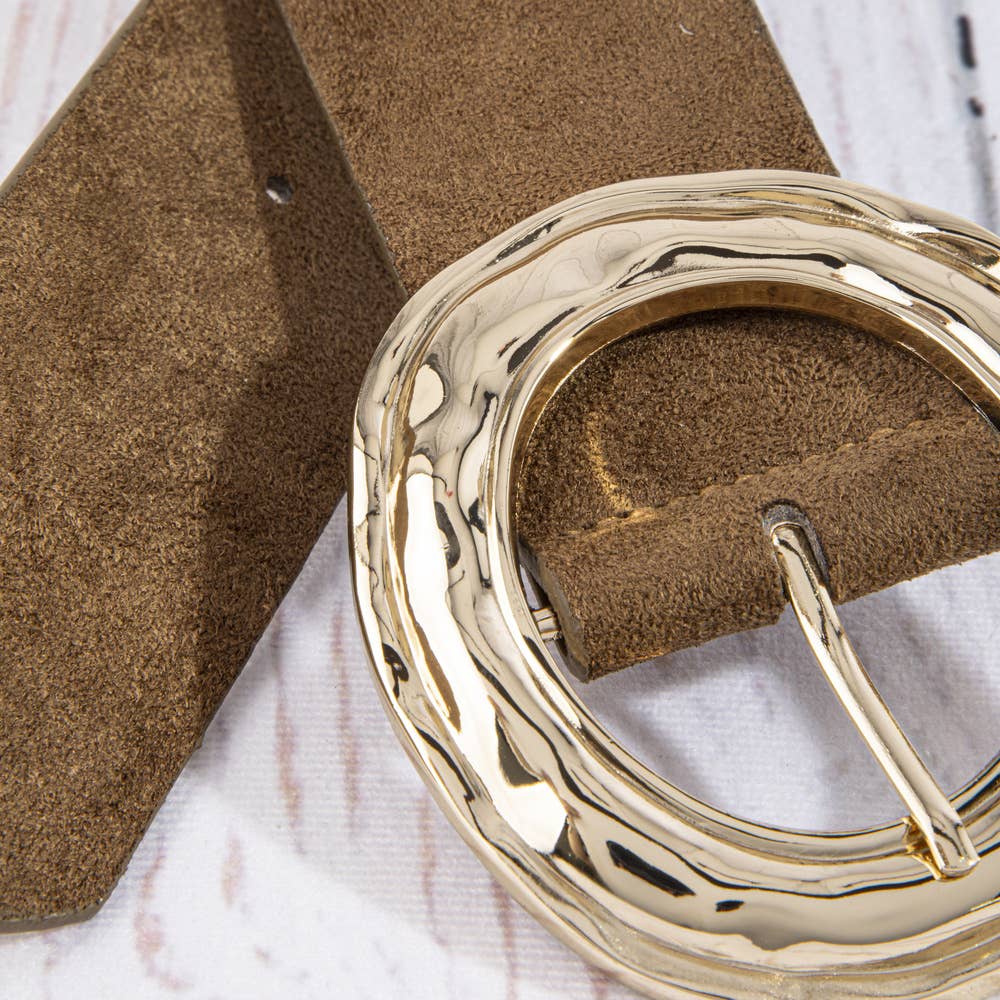 Suede Hammered Round Buckle Belt: GDBR