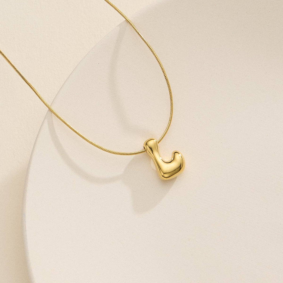 16 Assorted 18K Gold Dipped Bubble Initial Necklace: Gold / One / 5DN18102
