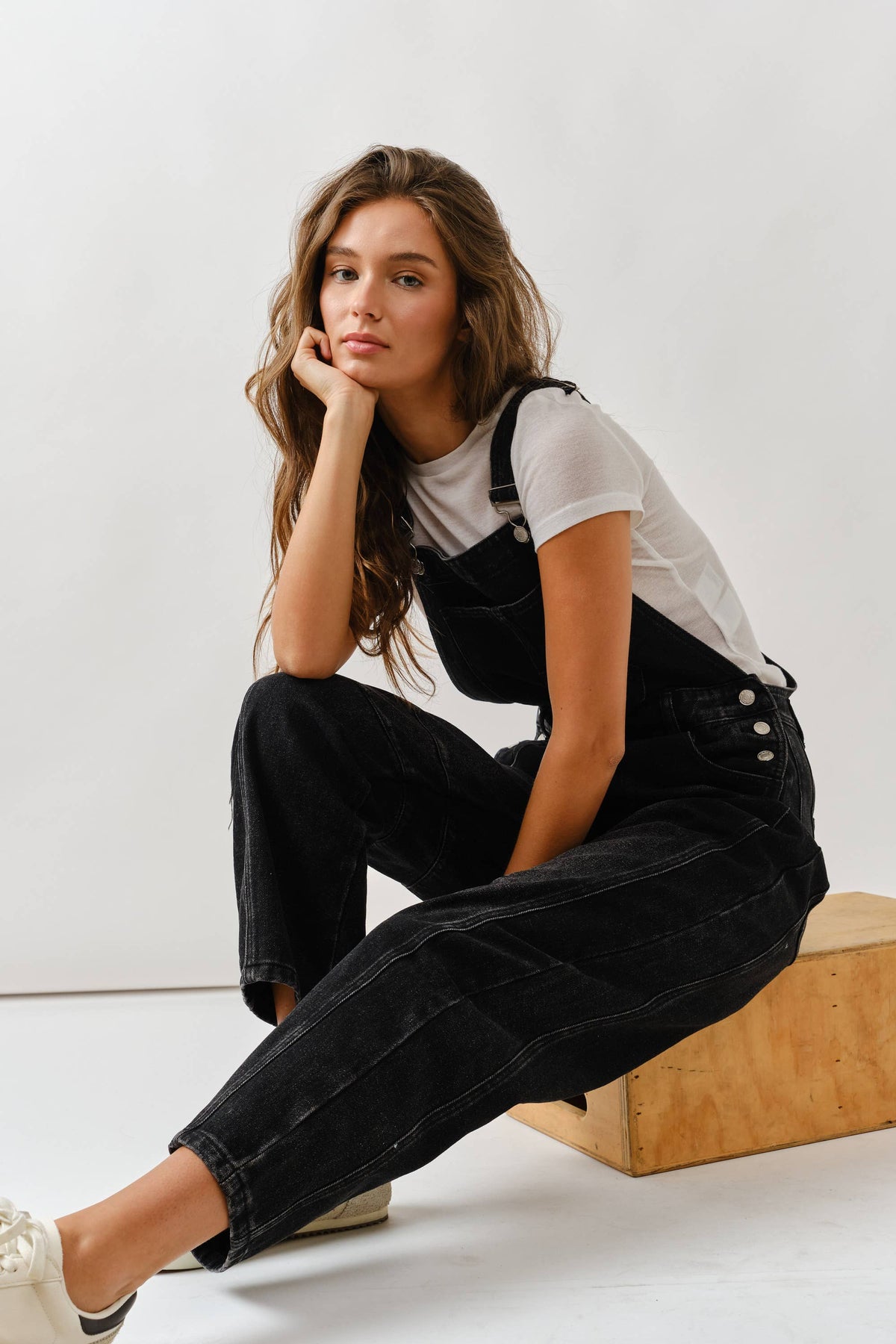 MAP2994 SLOUCHY RELAX FIT DENIM OVERALL: DARK BLUE WASH / L