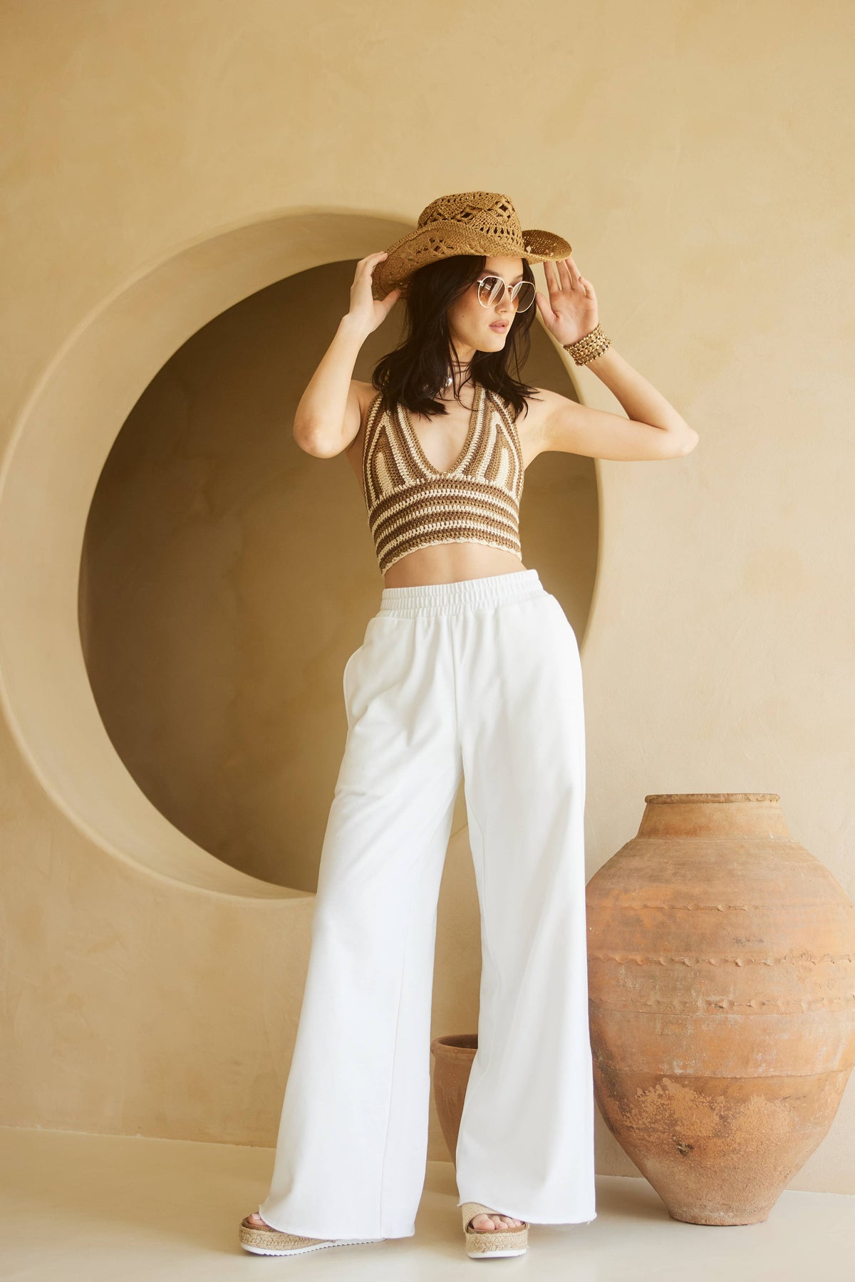 Wide Leg Cotton Jogger Sweatpants: Heather Grey / M