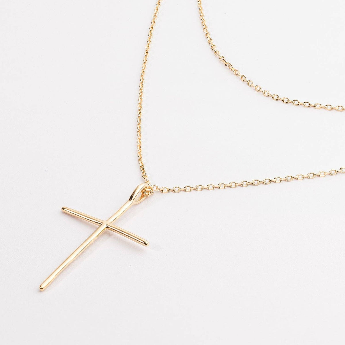 Gold Chain Necklace with Sleek Cross Pendant: Gold