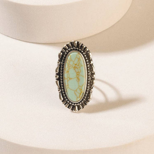 Spirit Halo Turquoise Stone Ring in Vintage Teal: Vintage Teal
