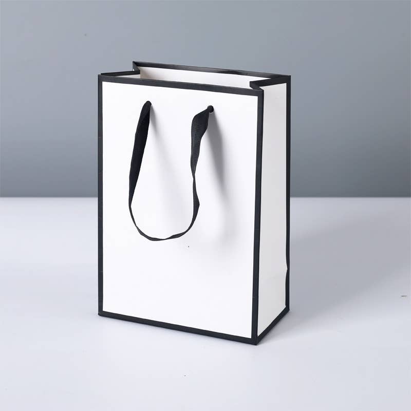 White with Black Border Paper Gift Bag w/ free tissue: H2