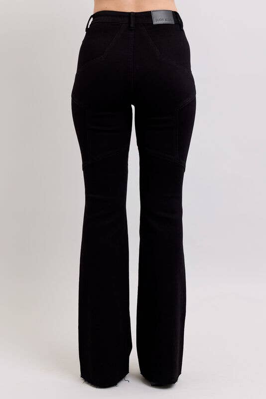 High Waisted Flare With Back Star Seam Detail: BK / 9(29)