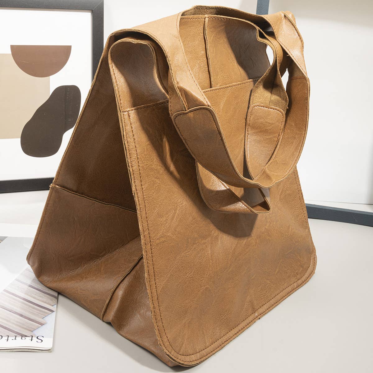 VINTAGE TOTE BAG WITH SPACIOUS STORAGE CAPACITY_CWAB0558: BLACK / (OS) 1