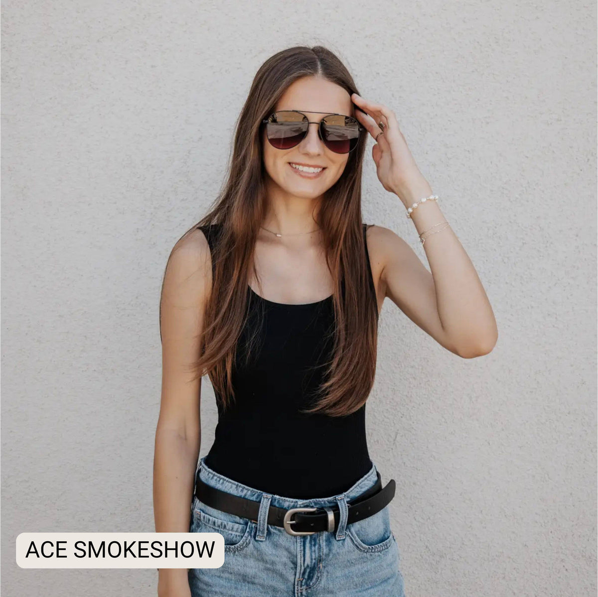 ACE - Unisex Aviator Sunglasses – Polarized Hair-Friendly: Jet Black