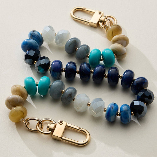 Mixed Bead Bag Keychain with Gold Clasps: BL / ONE