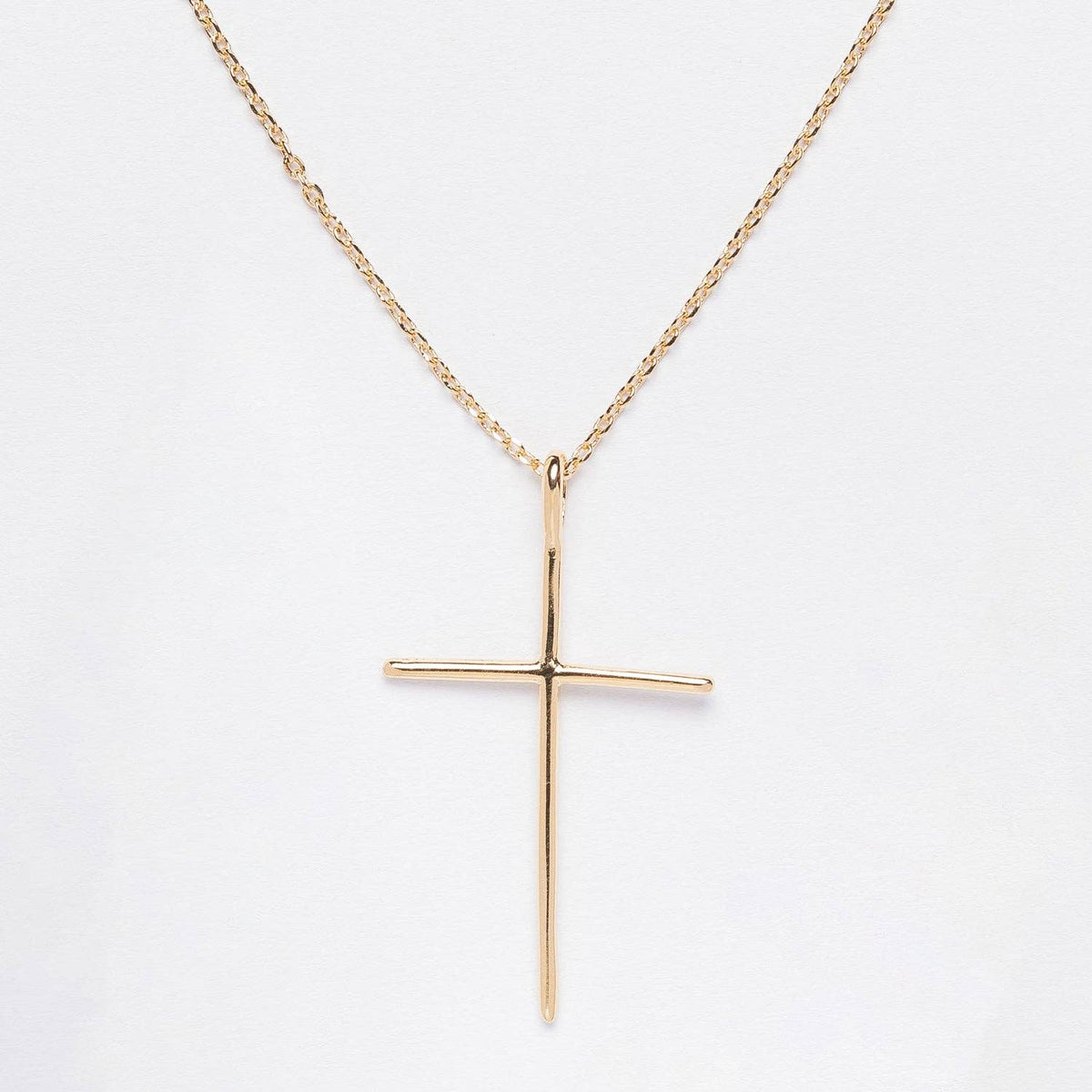 Gold Chain Necklace with Sleek Cross Pendant: Gold
