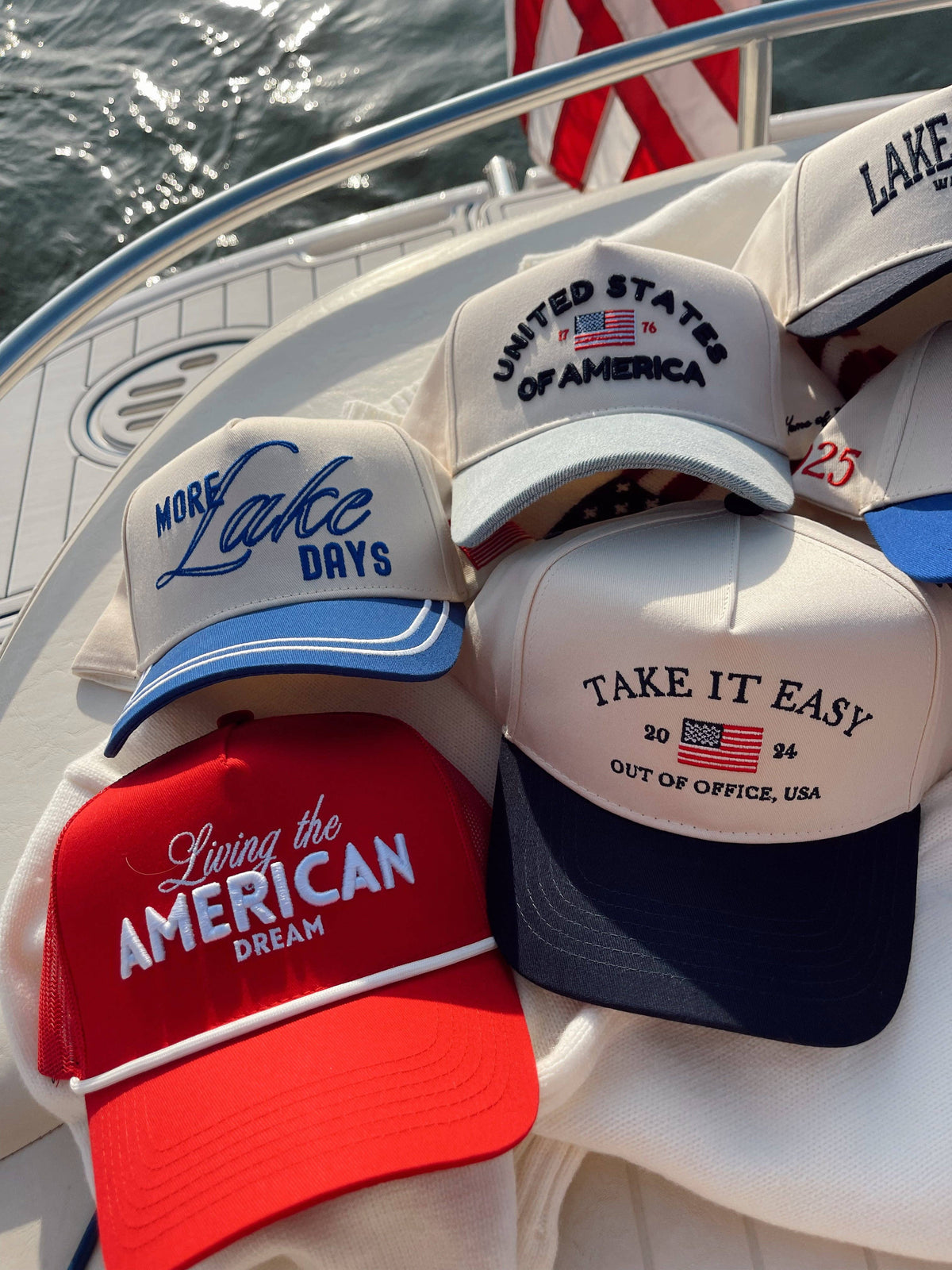Living the American Dream - Red Vintage Trucker Hat: Red