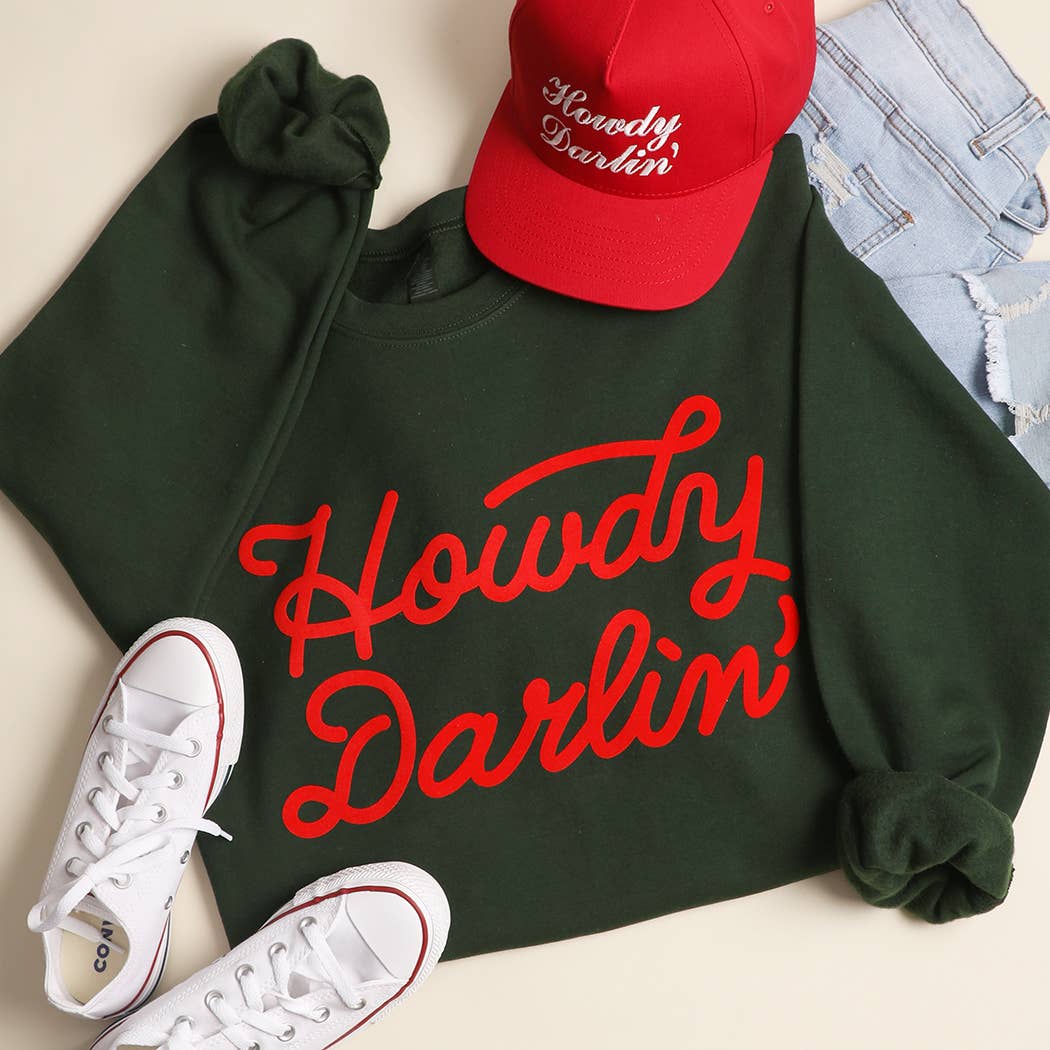 HOWDY DARLIN' Heavyweight Crewneck Sweatshirt: BLACK / XL
