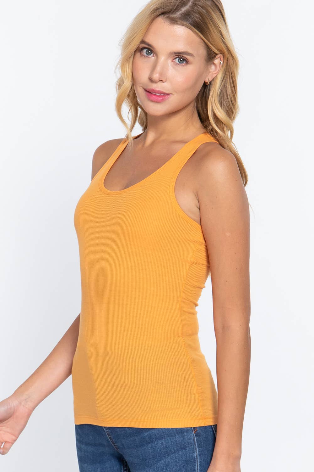`.Racerback Rib Tank top: WHT-off white-98494 / M