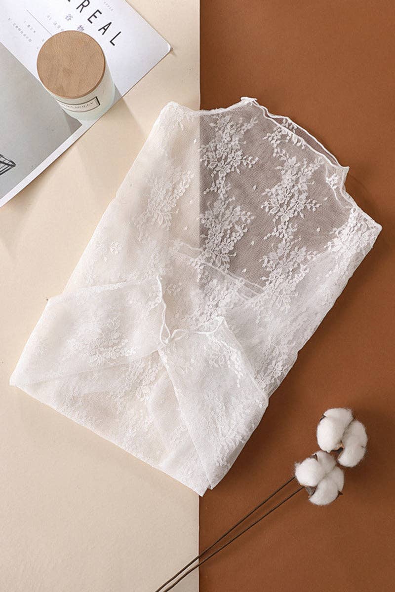 Elegant Lace Sheer T-Shirt: COFFEE / XL
