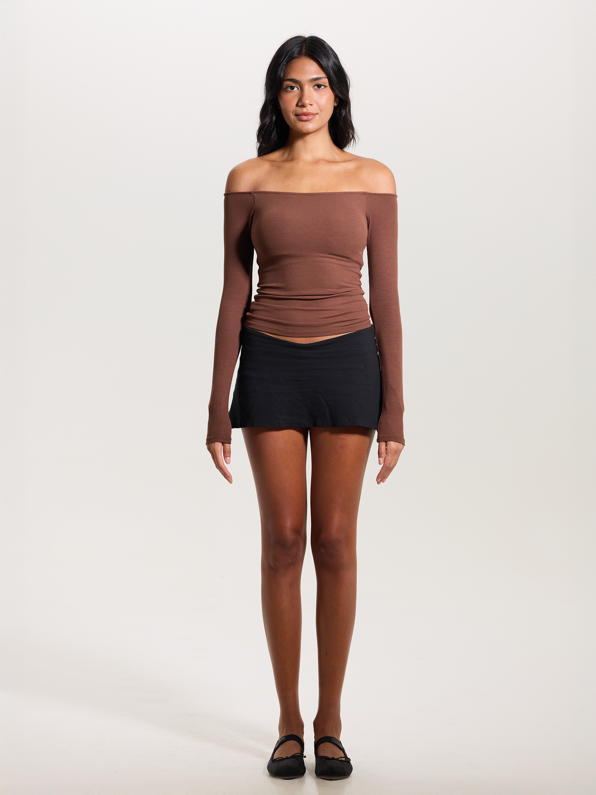 Ribbed Off The Shoulder Brami: Dark Cherry / L