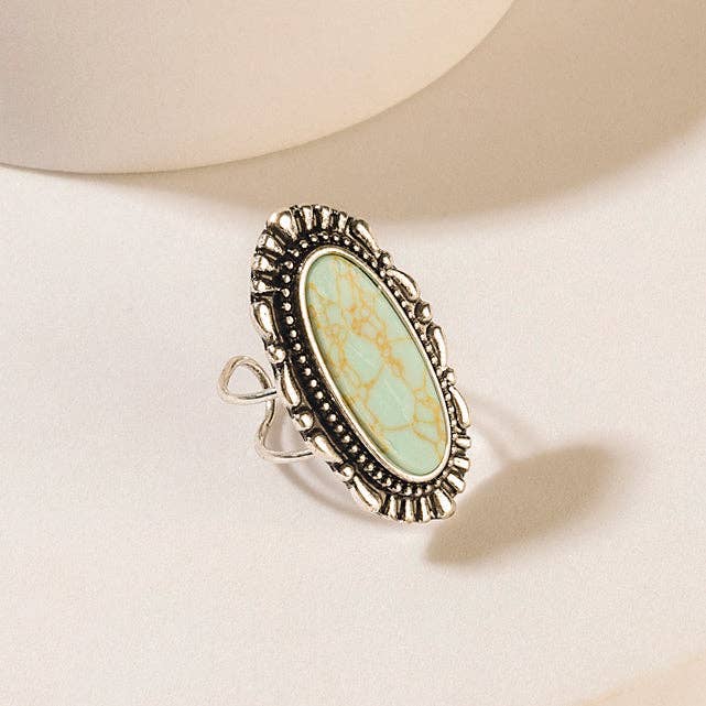 Spirit Halo Turquoise Stone Ring in Vintage Teal: Vintage Teal