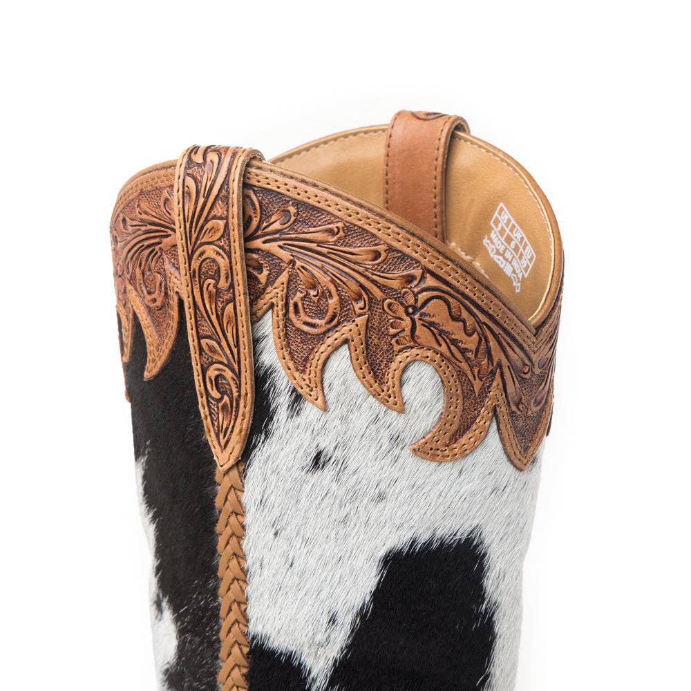 Adelaide Hair-On High Top Boots: Black and White / 7