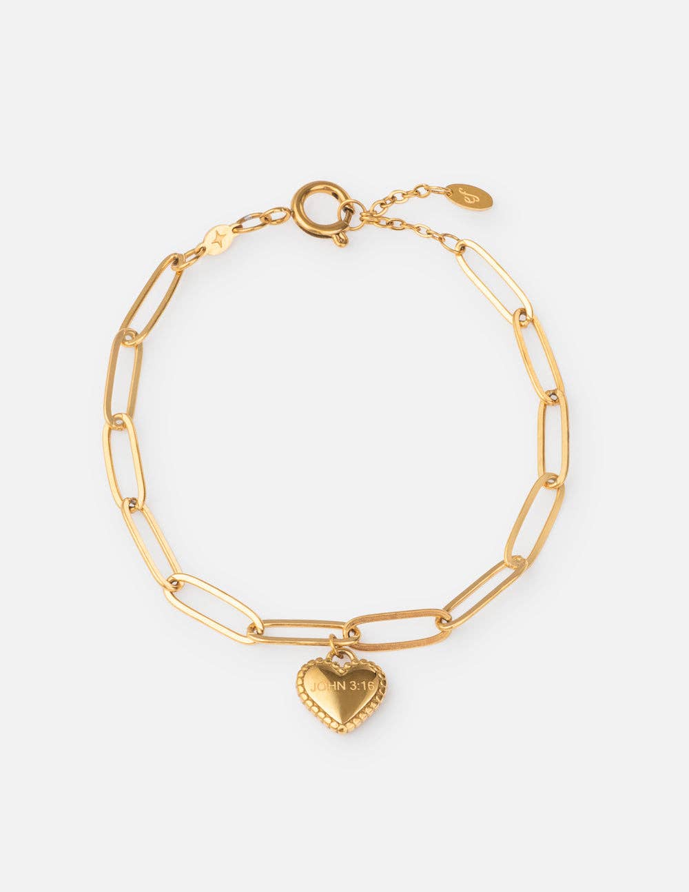 John 3:16 Heart Oversized Paperclip Chain Bracelet