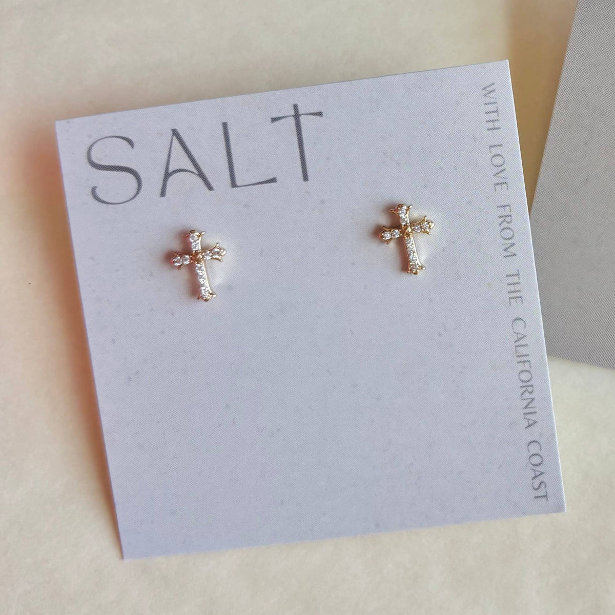CROSS STUDS | 18k gold |  dainty stud post earrings