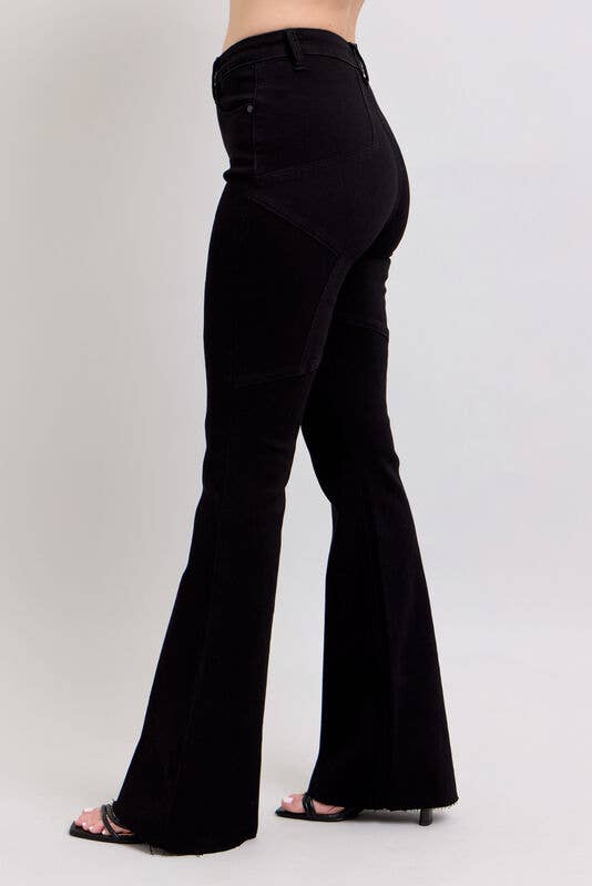 High Waisted Flare With Back Star Seam Detail: BK / 3(26)