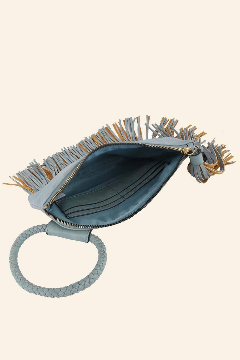Fringe Cuff Clutch Tassel Wristlet Clutch Bag: ST