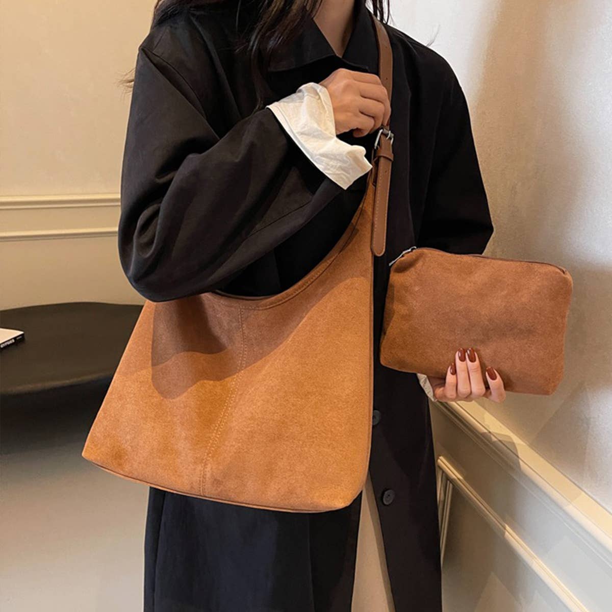 2024 NEW LAZY STYLE SIMPLE COMMUTER TOTE BAG_CWAB3274: COFFEE / (OS) 1