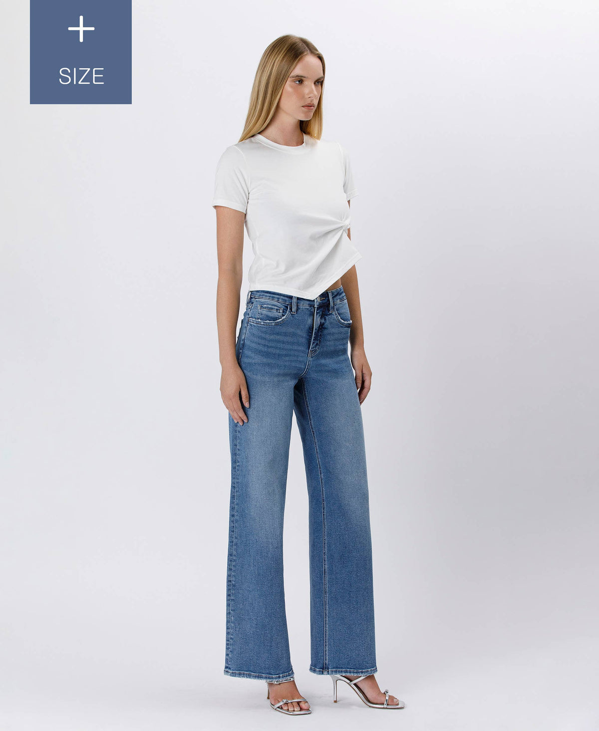 PLUS TUMMY CONTROL SUPER HIGH RISE BAGGY WIDE JEANS LV1574-P: SUPREME / 14