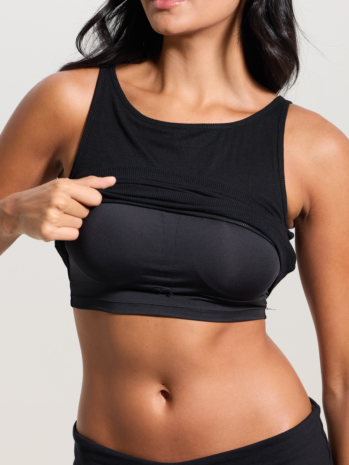 Ribbed Dainty Boat Neck Brami: Black / M