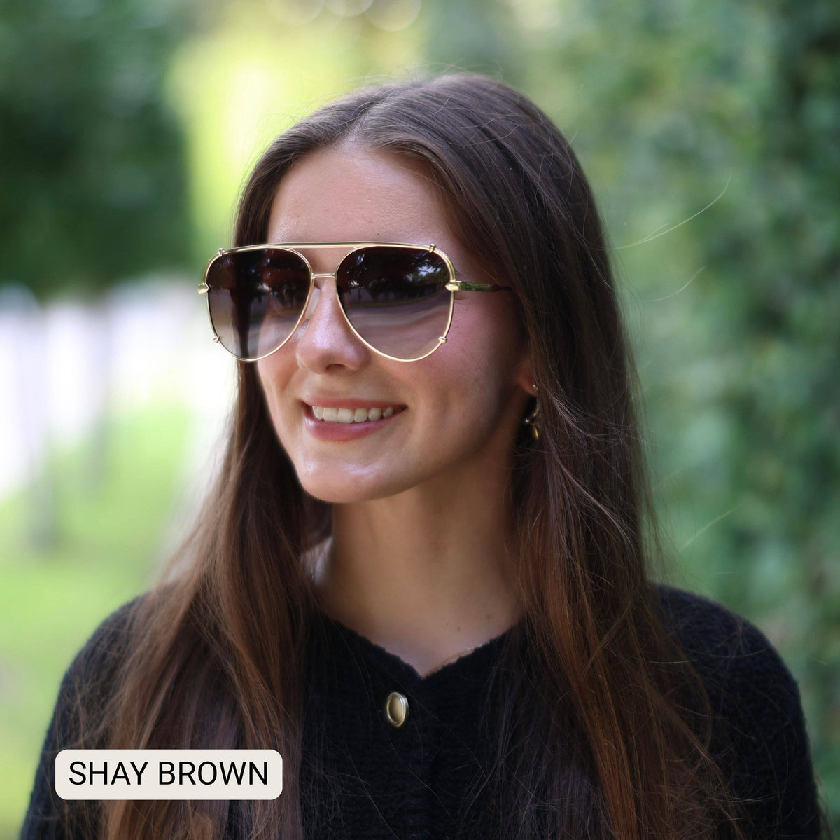 SHAY - Women's Polarized Large Hair Friendly Aviator: Jet Black