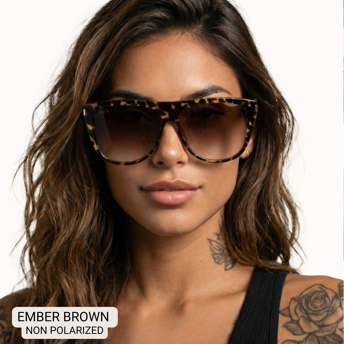 Ember - Woman's Oversized Square Sunglasses: Brown Gradient Cheetah