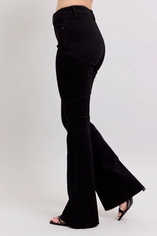 High Waisted Flare With Back Star Seam Detail: BK / 3(26)