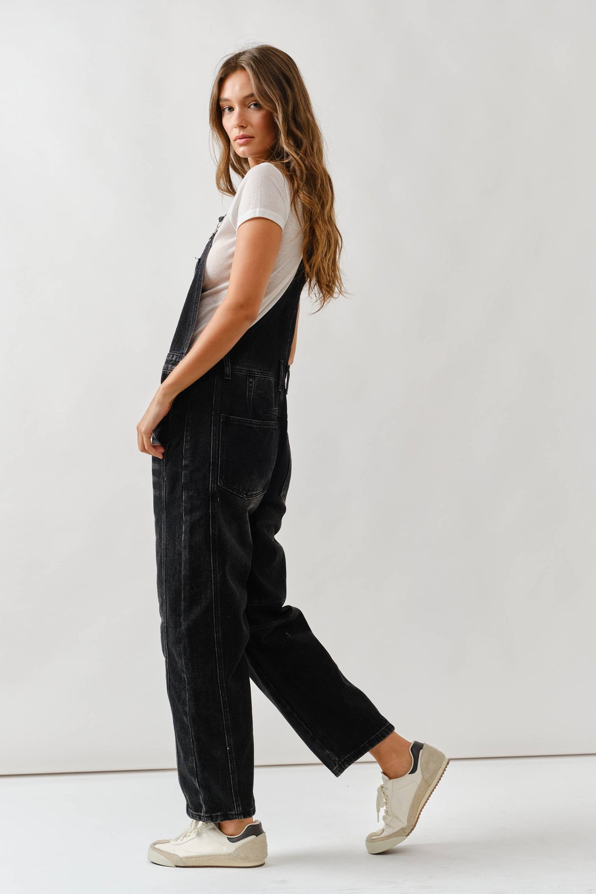 MAP2994 SLOUCHY RELAX FIT DENIM OVERALL: DENIM / S