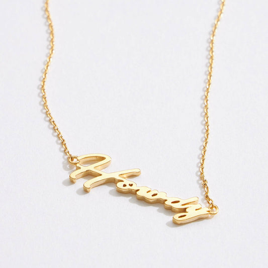 Gold Dipped “Howdy” Script Necklace: Gold
