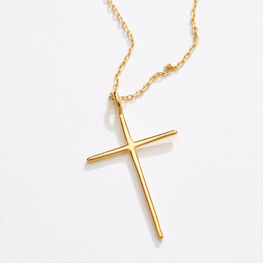 Gold Chain Necklace with Sleek Cross Pendant: Gold