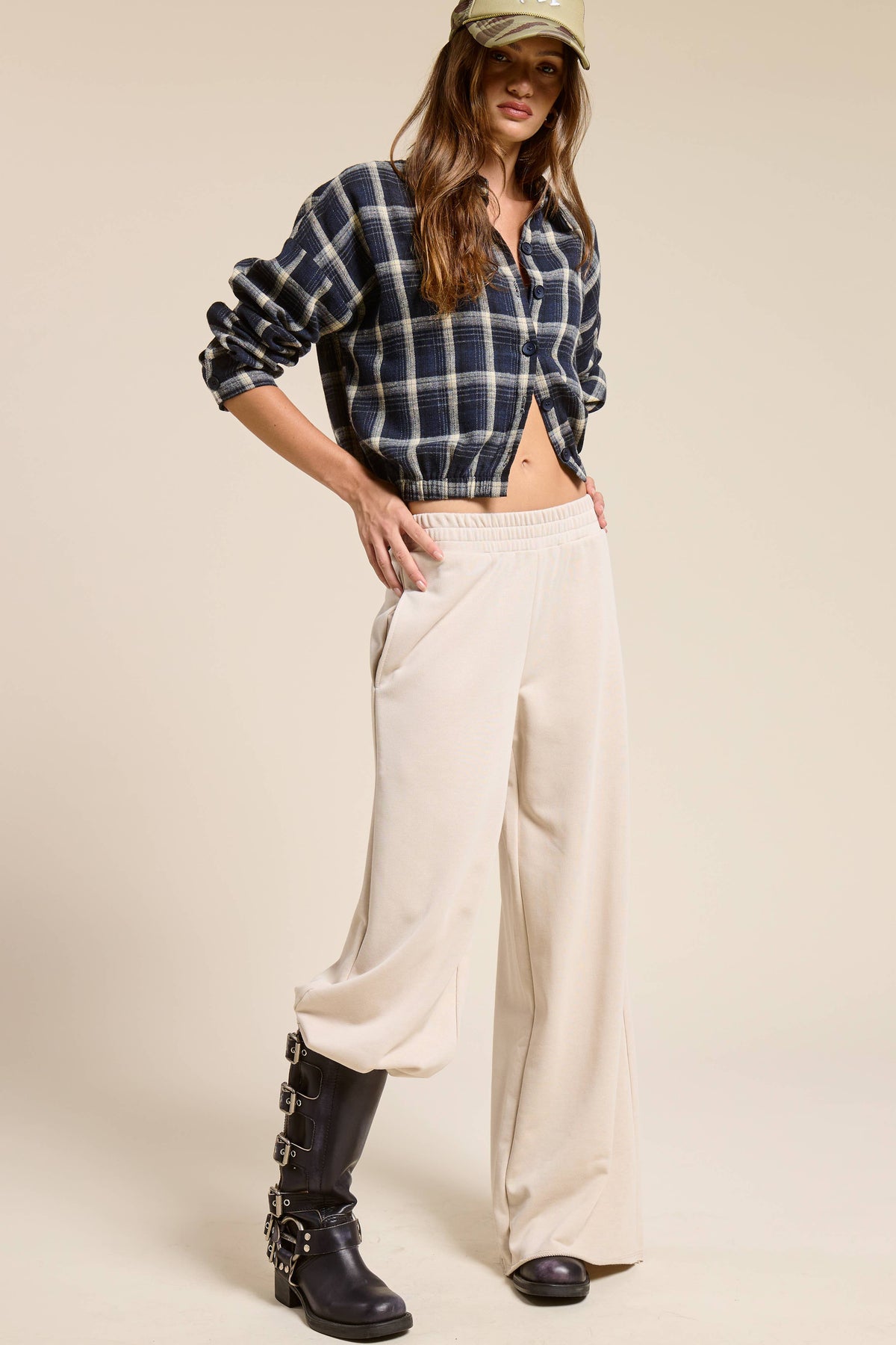 Wide Leg Cotton Jogger Sweatpants: Heather Grey / M